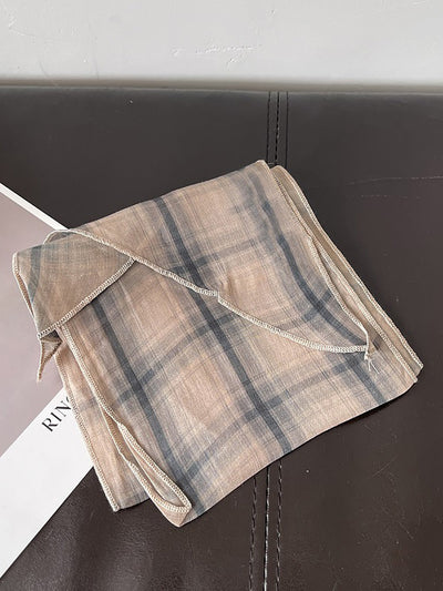 Women Vintage Plaid Dot Hair Band Scarf