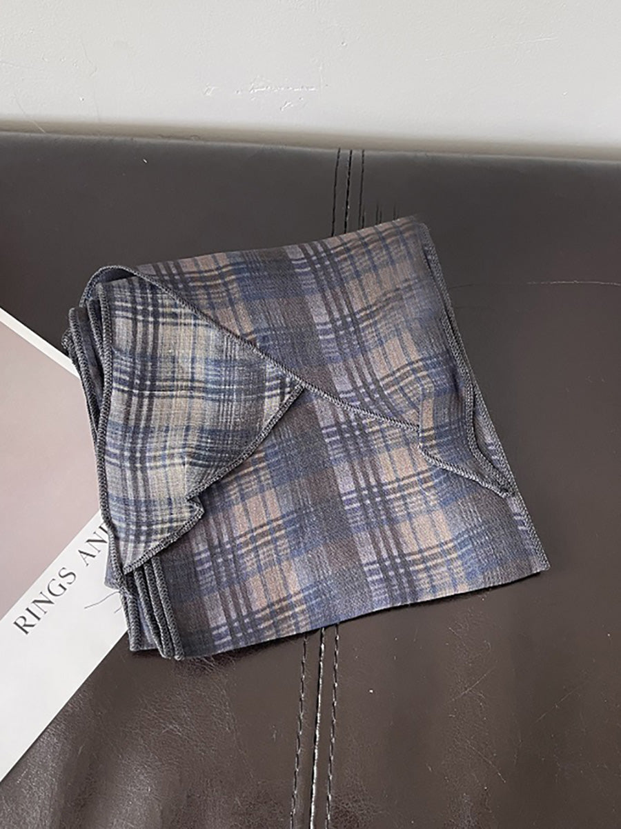 Women Vintage Plaid Dot Hair Band Scarf