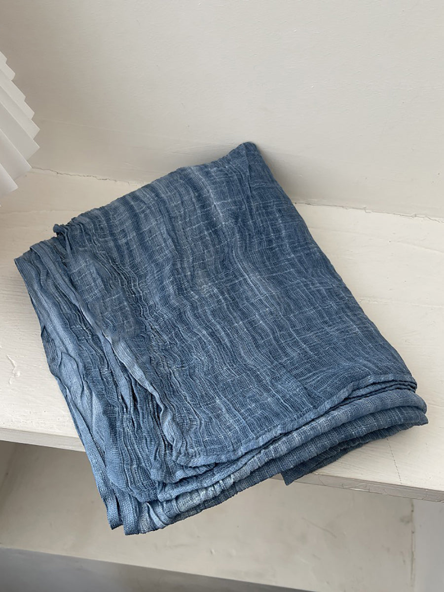 Women Artsy Pure Color Shirred Shawl Scarf