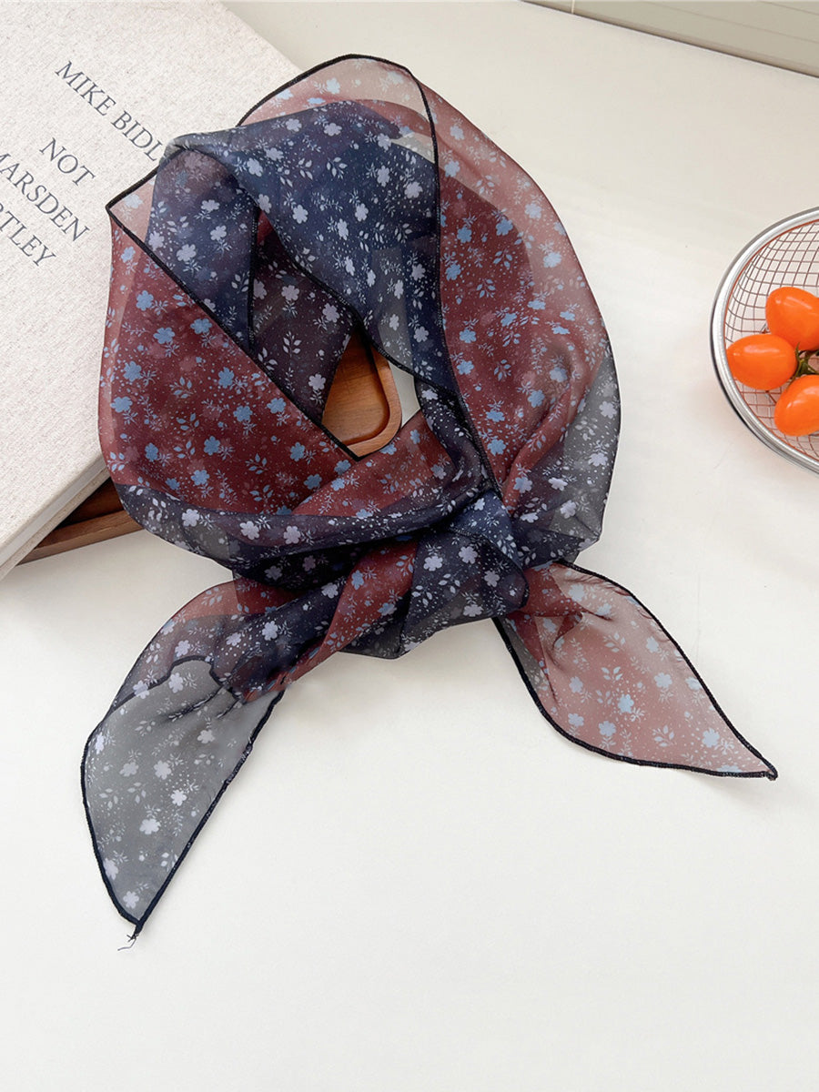 Women Thin Floral Triangle Scarf