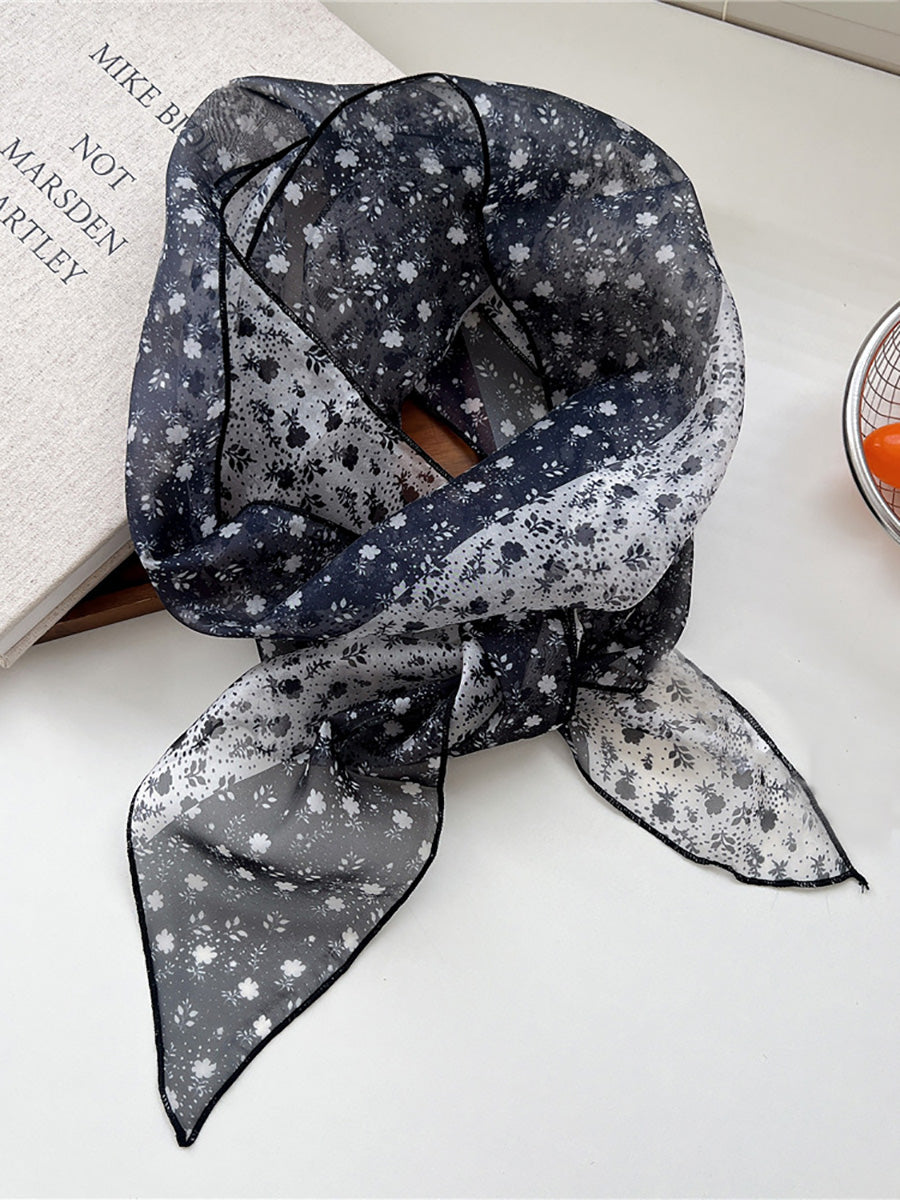 Women Thin Floral Triangle Scarf
