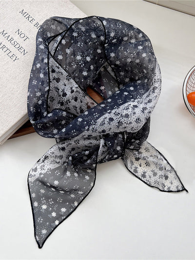 Women Thin Floral Triangle Scarf