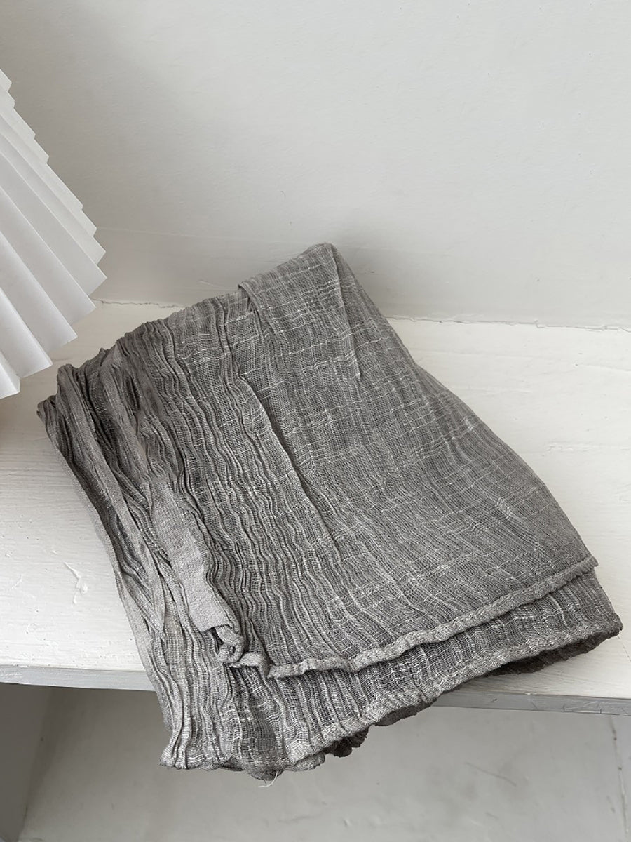 Women Artsy Pure Color Shirred Shawl Scarf