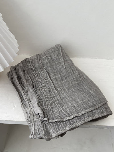 Women Artsy Pure Color Shirred Shawl Scarf