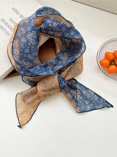 Women Thin Floral Triangle Scarf