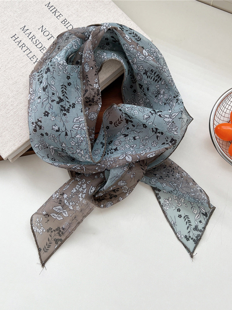 Women Thin Floral Triangle Scarf