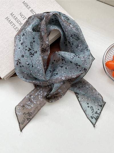 Women Thin Floral Triangle Scarf