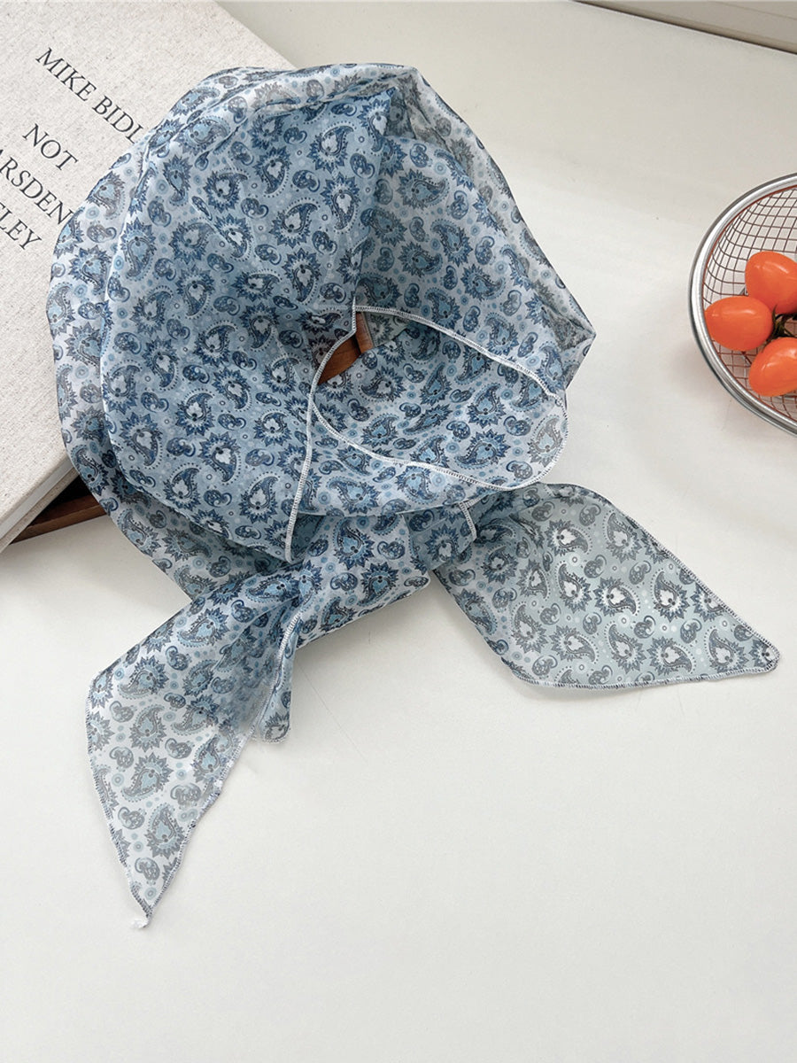 Women Thin Floral Triangle Scarf