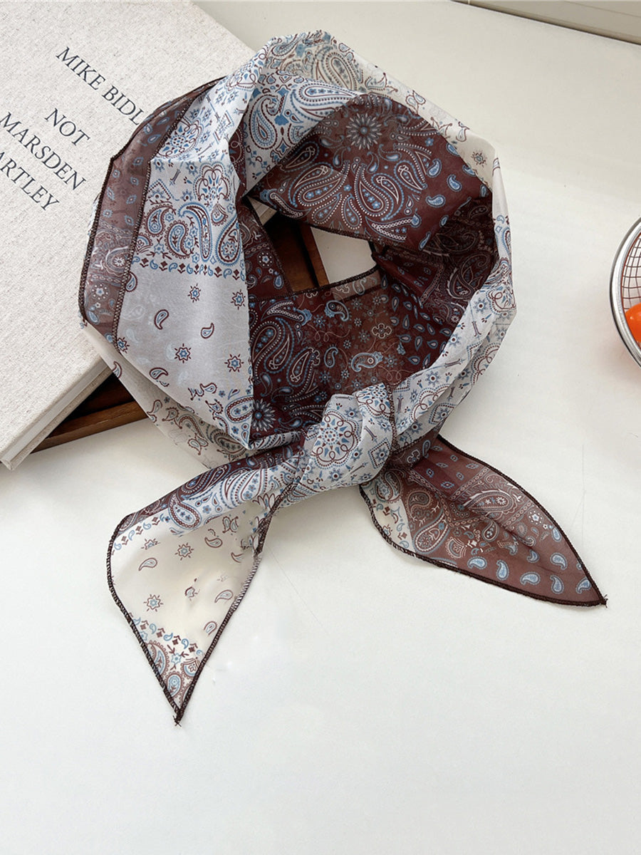 Women Thin Floral Triangle Scarf