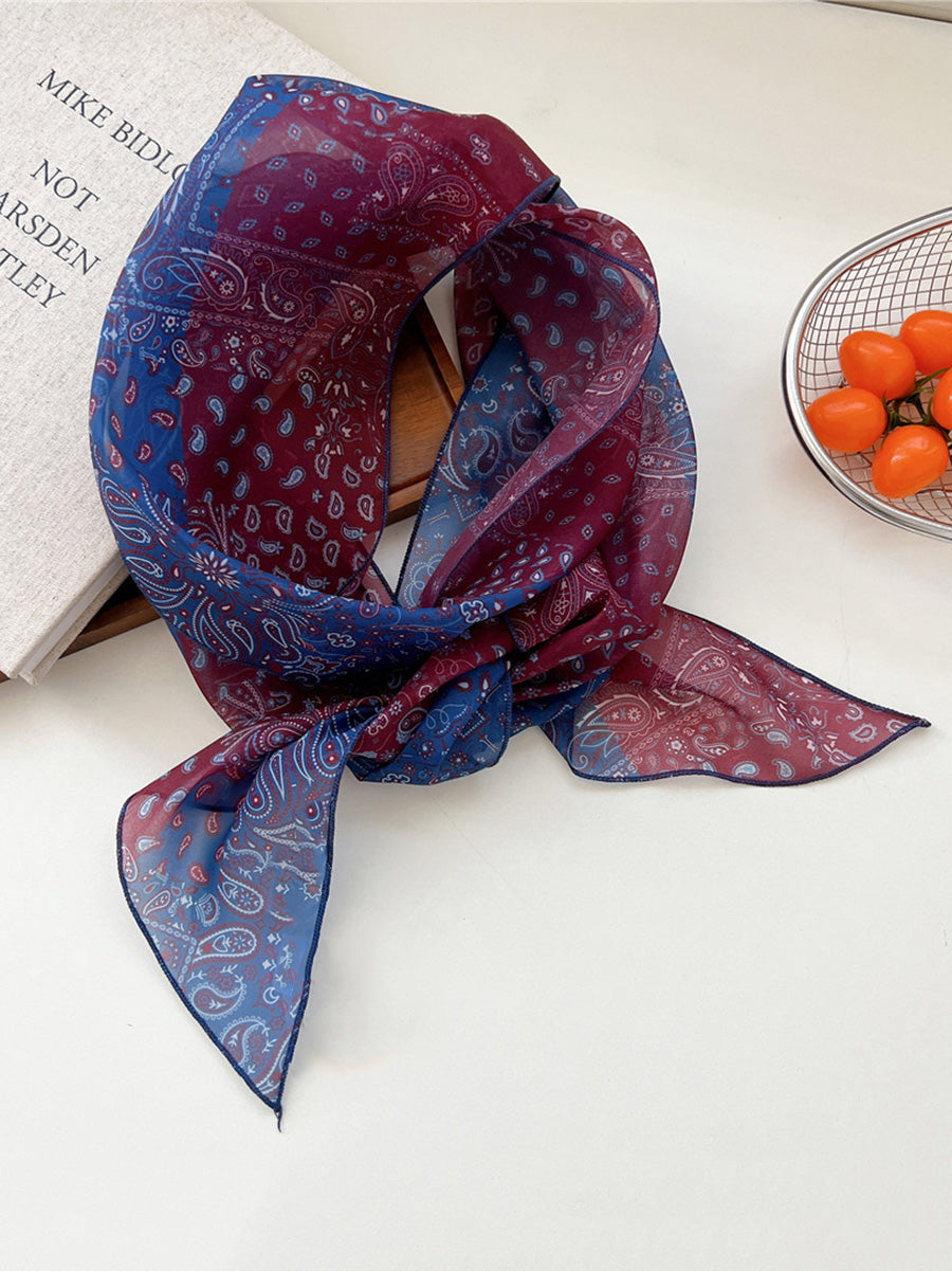 Women Thin Floral Triangle Scarf