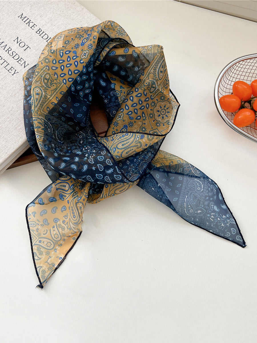 Women Thin Floral Triangle Scarf