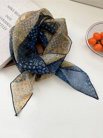 Women Thin Floral Triangle Scarf