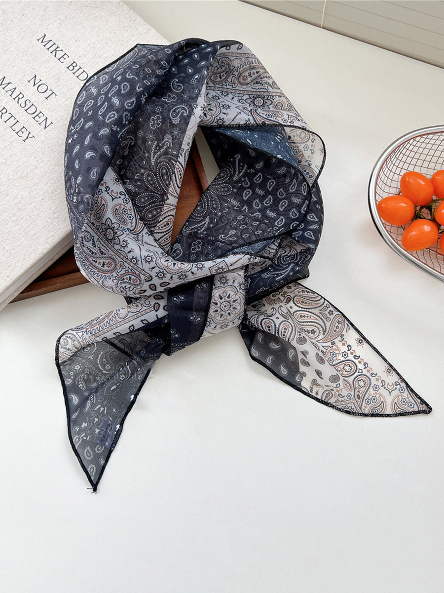 Women Thin Floral Triangle Scarf