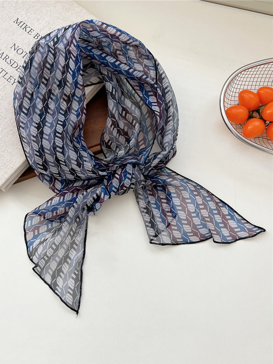 Women Thin Floral Triangle Scarf