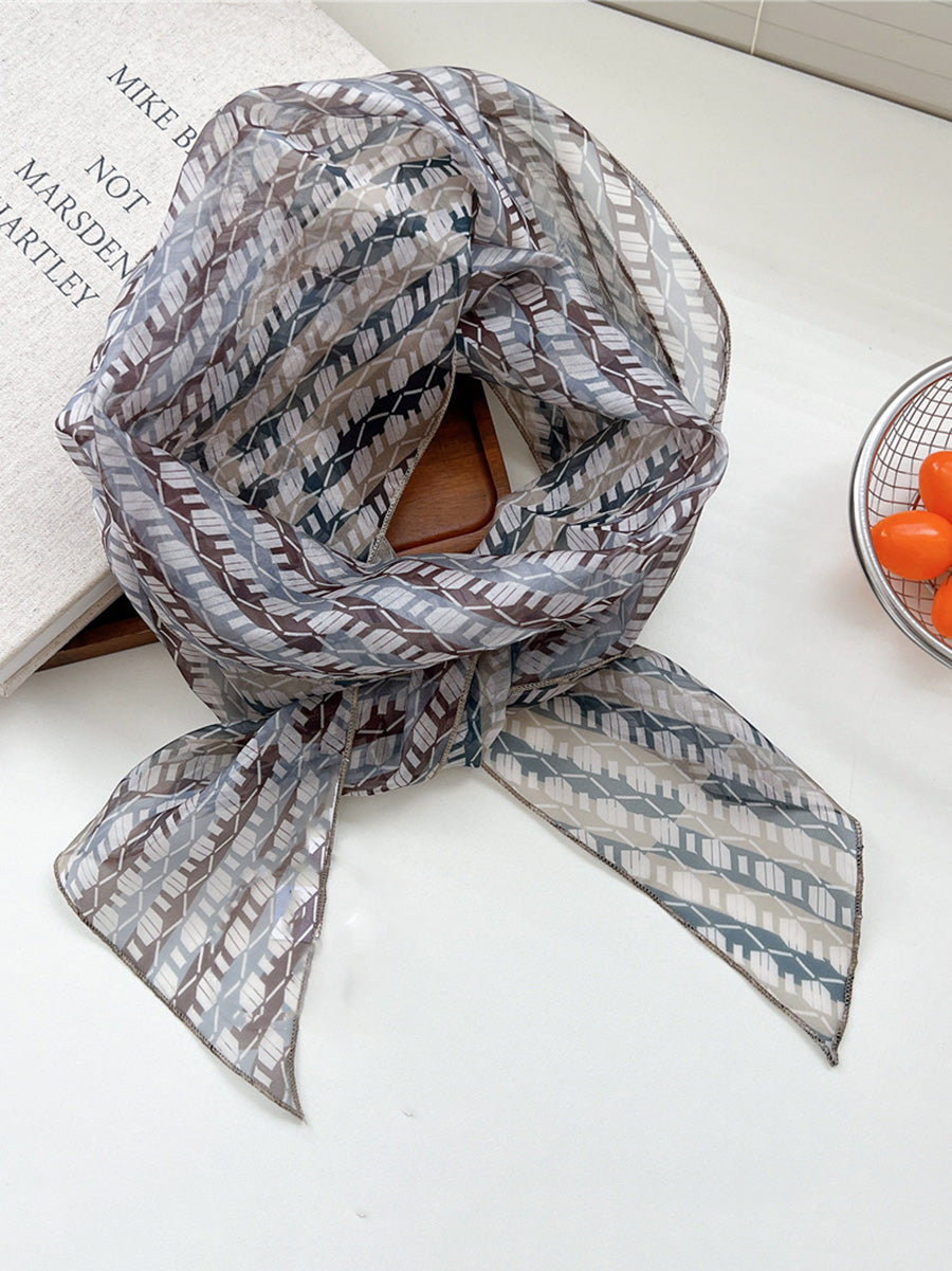 Women Thin Floral Triangle Scarf