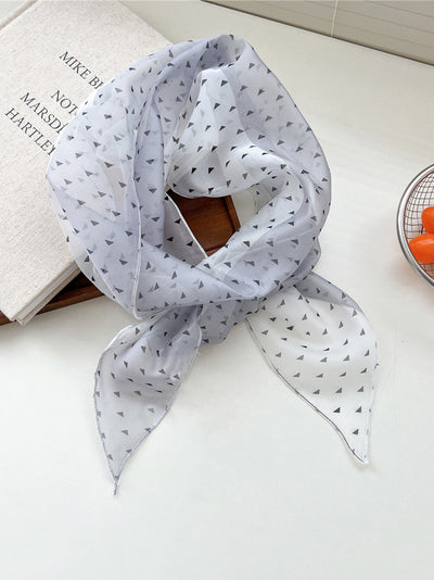 Women Thin Floral Triangle Scarf
