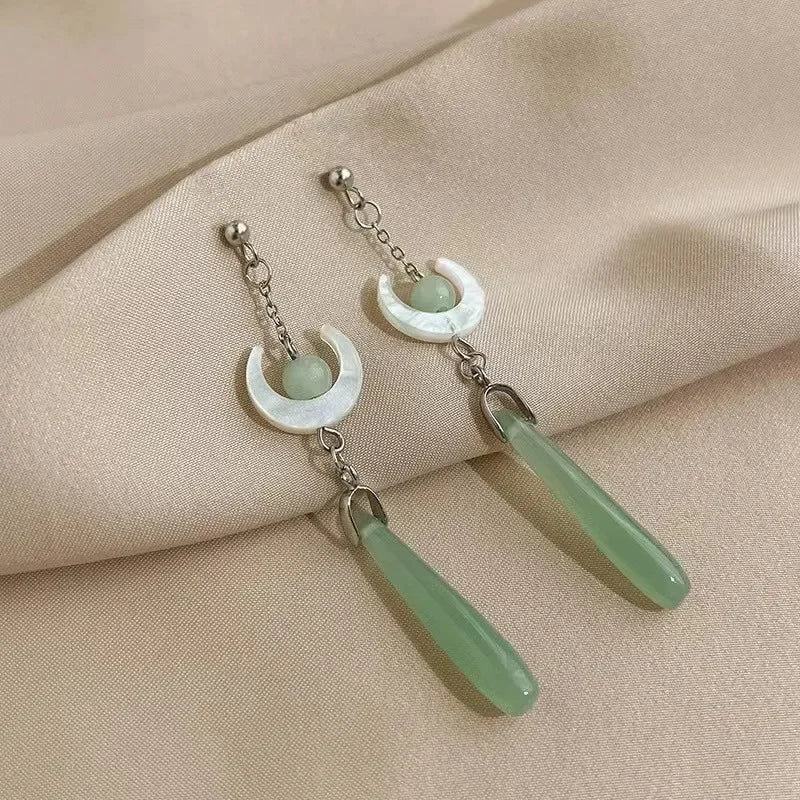 New Chinese Style Versatile Retro Earrings Long Tassel Horse Face Skirt Cheongsam Fashionable Temperament Accessories for Women