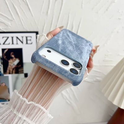 Washed Denim Jeans Magnetic For Magsafe Case For iPhone 17 Air 16 15 13 14 12 Pro Max Plus Shockproof Borderless Cooling Cover