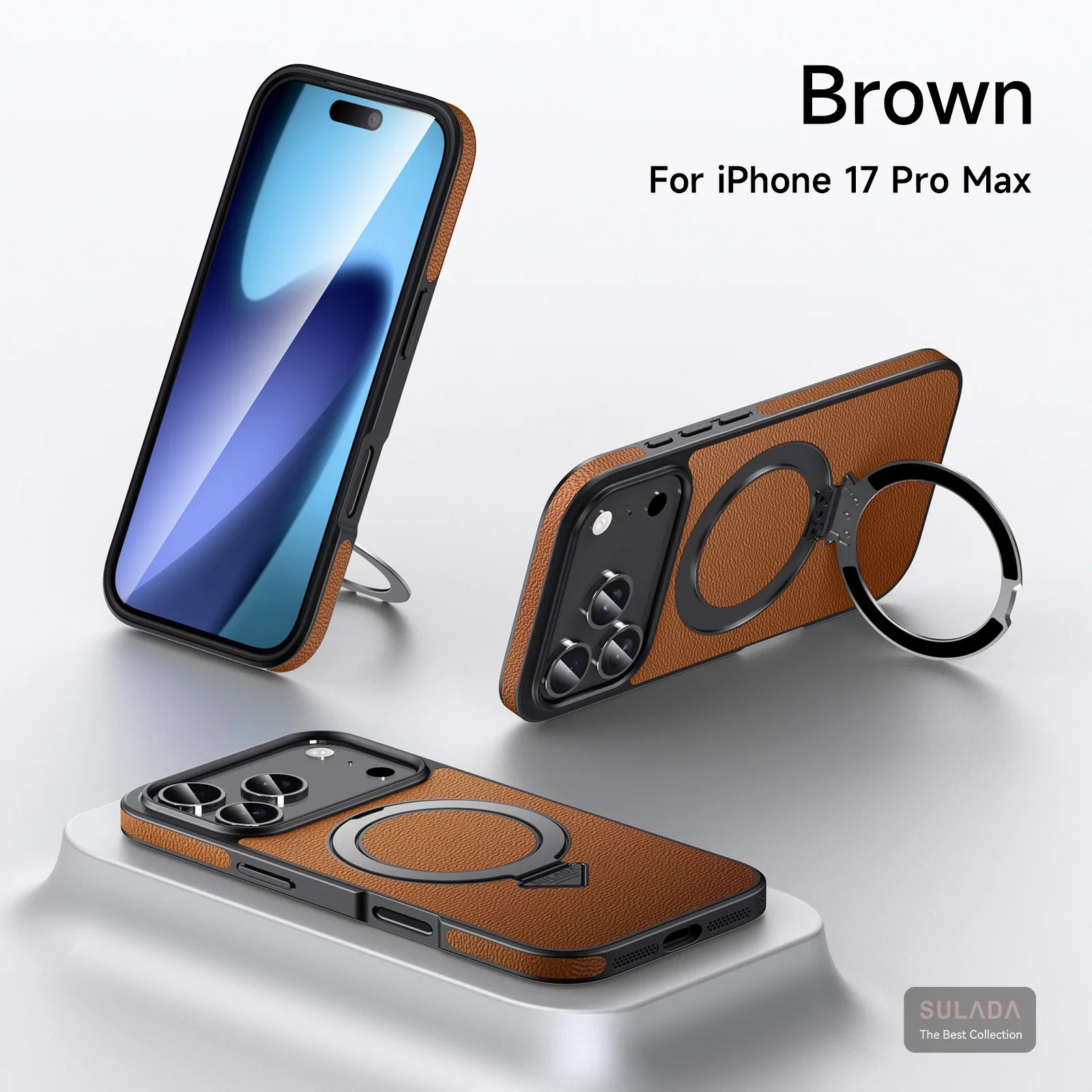 Business Genuine Leather Magnetic For Magsafe Case For iPhone 17 16 Plus 15 Pro Max Bracket Antidrop Shockproof Funda Cover