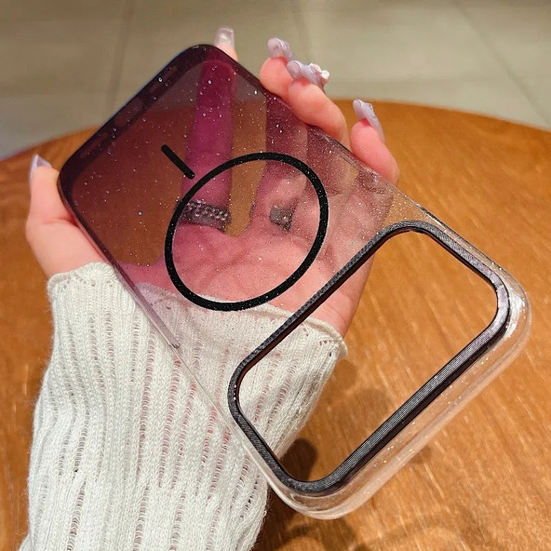 Slim Wireless Charging Magnetic For Magsafe Case For iPhone 17 Air 16 15 14 Plus 13 12 11 Pro Max Gradient Glitter Bling Cover