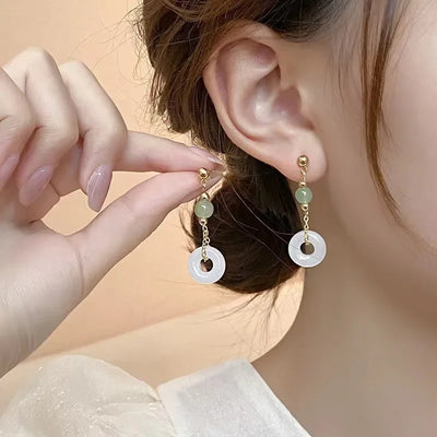 New Chinese Style Versatile Retro Earrings Long Tassel Horse Face Skirt Cheongsam Fashionable Temperament Accessories for Women