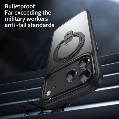 Matte Double For Magsafe 360 Ring Bracket Case For iPhone 17 16 15 14 Plus 13 12 Pro Max Alloy Strength Rotation Stand Cover
