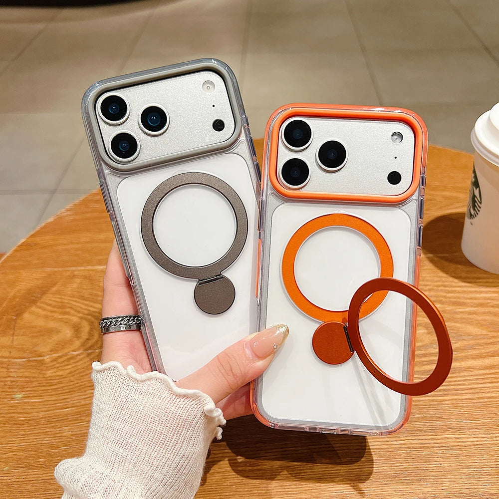 Pin Dun 360 Rotating Bracket Phone Case For iPhone 17 Air 16 15 14 Plus 13 12 Pro Max Wireless Charging Magnetic Cover Funda