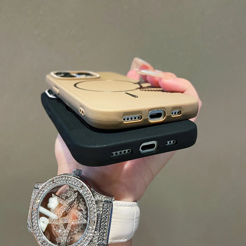 Luxury Vertical Striped Magnetic Phone Case For iPhone 17 Air 16 15 14 Plus 13 12 11 Pro Max Color Stripe Protective Cover