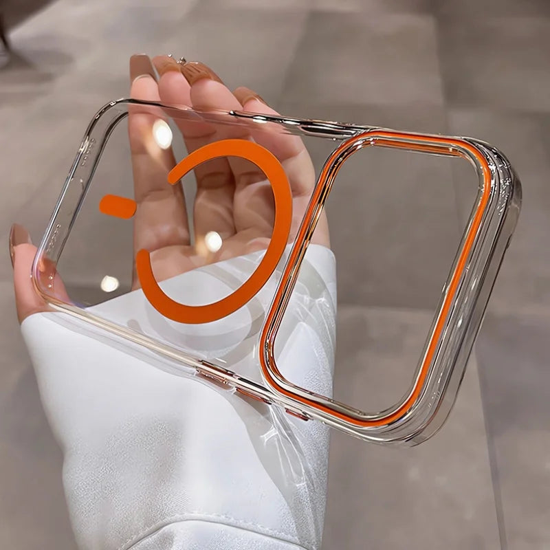 Luxury Crystal Clear Magnetic For Magsafe Case For iPhone 17 16 15 14 Plus 13 Pro Max Wireless Charging Shockproof Cover