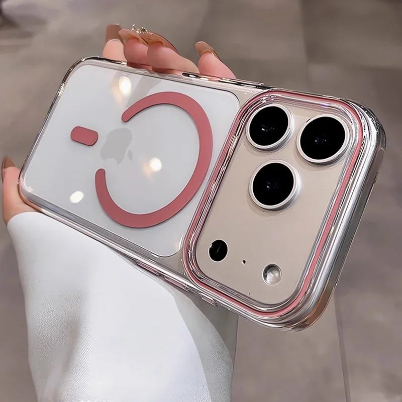 Luxury Crystal Clear Magnetic For Magsafe Case For iPhone 17 16 15 14 Plus 13 Pro Max Wireless Charging Shockproof Cover