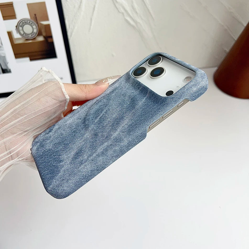 Washed Denim Jeans Magnetic For Magsafe Case For iPhone 17 Air 16 15 13 14 12 Pro Max Plus Shockproof Borderless Cooling Cover