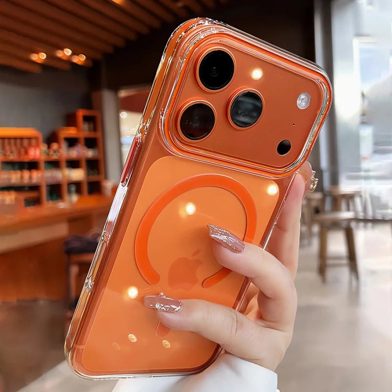 Luxury Crystal Clear Magnetic For Magsafe Case For iPhone 17 16 15 14 Plus 13 Pro Max Wireless Charging Shockproof Cover