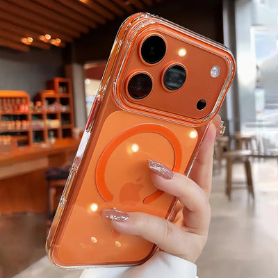 Luxury Crystal Clear Magnetic For Magsafe Case For iPhone 17 16 15 14 Plus 13 Pro Max Wireless Charging Shockproof Cover