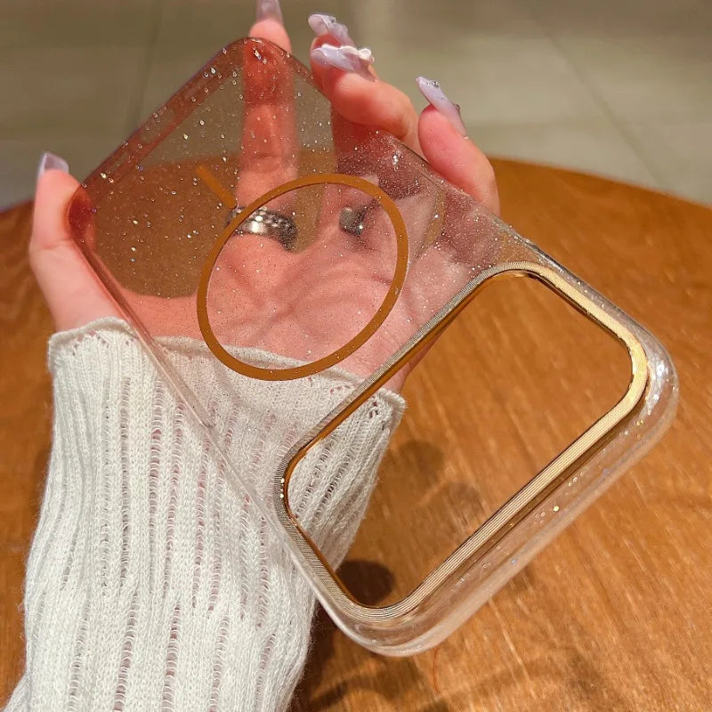 Slim Wireless Charging Magnetic For Magsafe Case For iPhone 17 Air 16 15 14 Plus 13 12 11 Pro Max Gradient Glitter Bling Cover