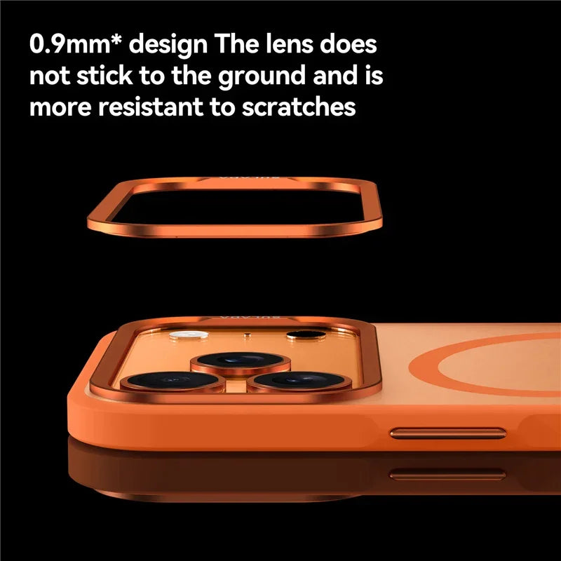 Luxury Alloy Lens Frame Matte For Magsafe Case For iPhone 17 16 15 14 Pro Max Translucent Hybrid Magnetic Shockproof Hard Cover