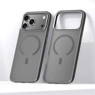 Luxury Alloy Lens Frame Matte For Magsafe Case For iPhone 17 16 15 14 Pro Max Translucent Hybrid Magnetic Shockproof Hard Cover