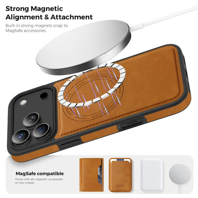Magnetic Wallet Slot Protective Cover For iPhone 17 Air 16 15 14 Plus 13 12 11 Pro Max Luxury Wireless Charging Pocket Cover