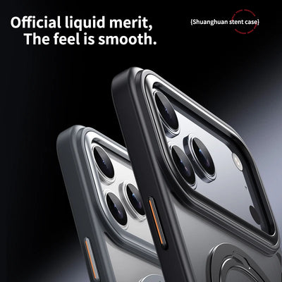 Matte Double For Magsafe 360 Ring Bracket Case For iPhone 17 16 15 14 Plus 13 12 Pro Max Alloy Strength Rotation Stand Cover
