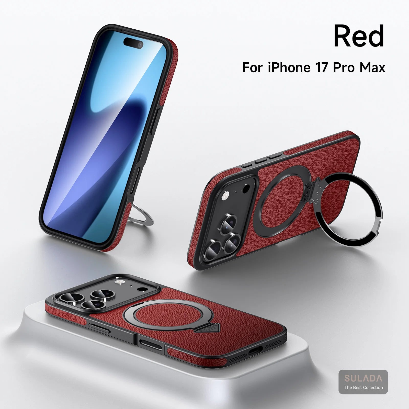 Business Genuine Leather Magnetic For Magsafe Case For iPhone 17 16 Plus 15 Pro Max Bracket Antidrop Shockproof Funda Cover