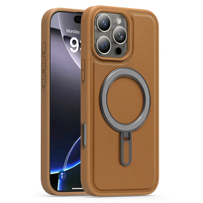 Fold Kickstand Wireless Charging PU Leather Magnetic Phone Case For iPhone 17 16 15 14 13 12 11 Pro Max Plus Shockproof Cover