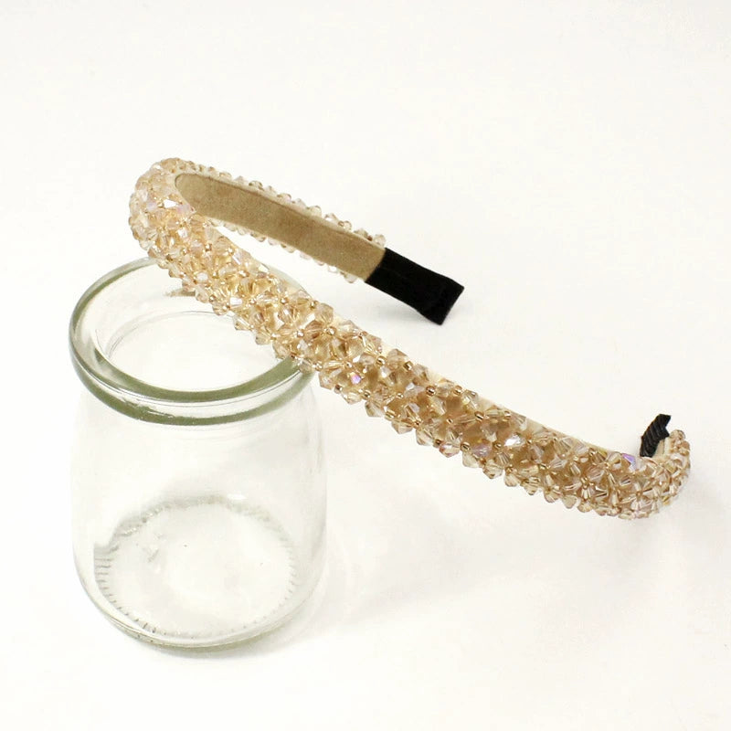 four-row crystal hair hoop korean wide-brimmed rhinestone headband