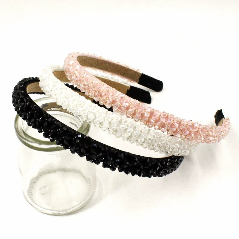 four-row crystal hair hoop korean wide-brimmed rhinestone headband