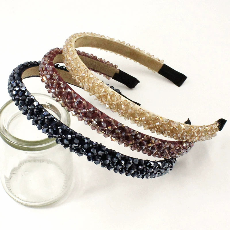 four-row crystal hair hoop korean wide-brimmed rhinestone headband