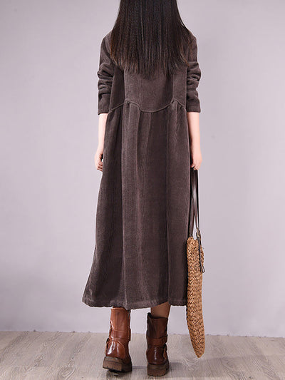Plus Size Winter Thicken Warm Corduroy Dress Coat