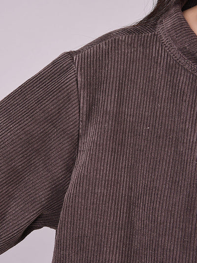 Plus Size Winter Thicken Warm Corduroy Dress Coat