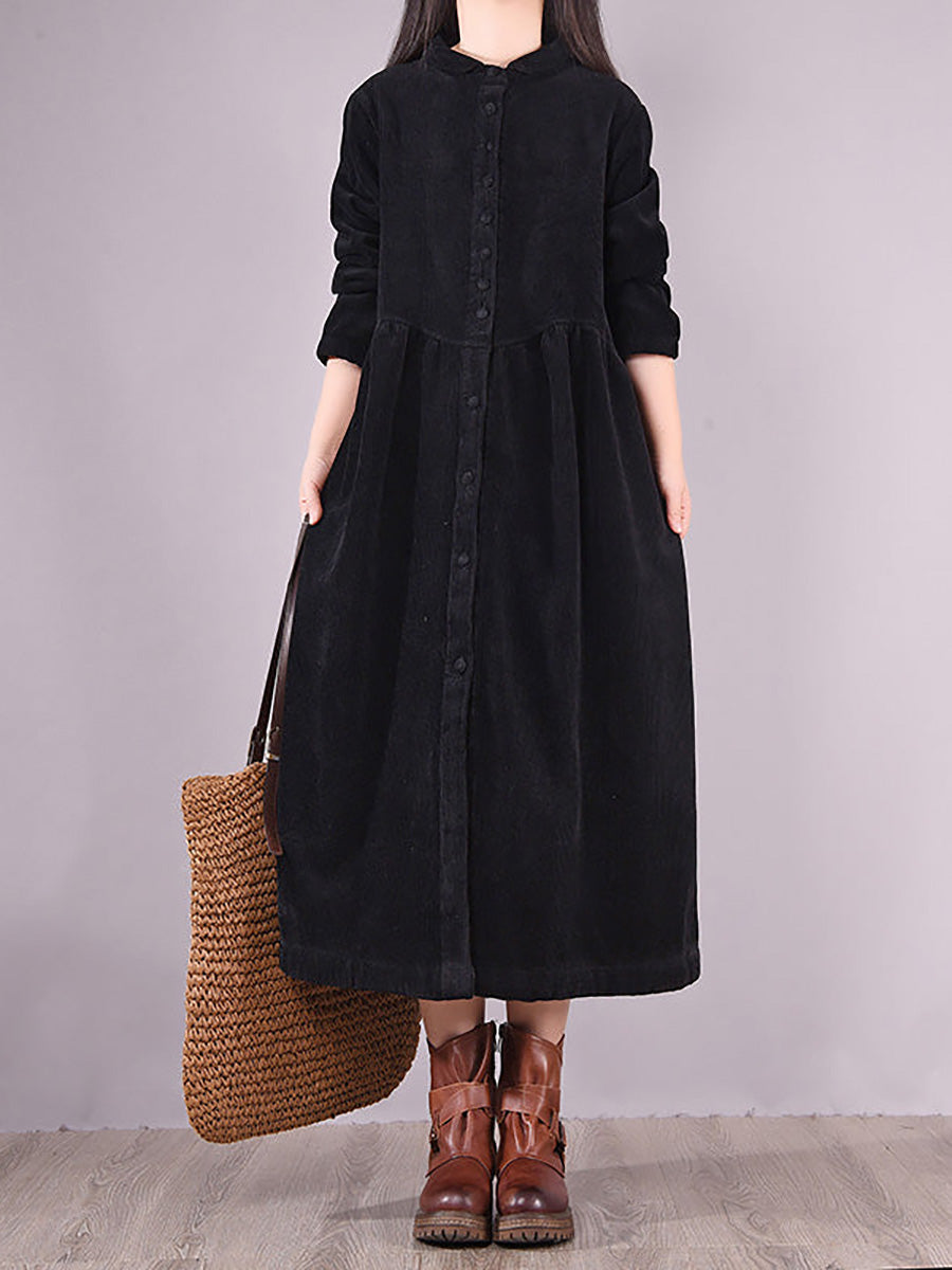 Plus Size Winter Thicken Warm Corduroy Dress Coat