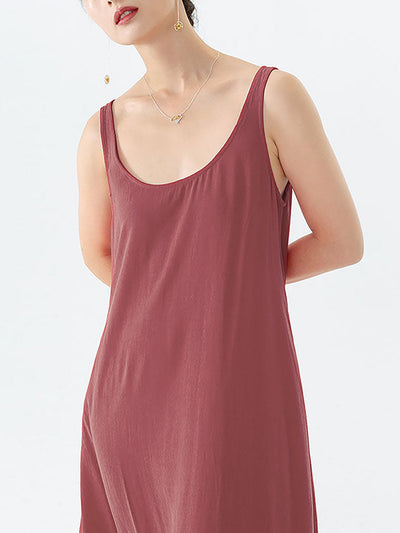 Casual Solid Color Pleated Sleeveless Maxi Dress