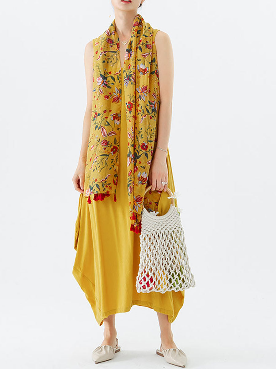 Casual Solid Color Pleated Sleeveless Maxi Dress