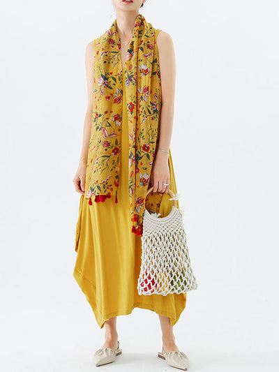 Casual Solid Color Pleated Sleeveless Maxi Dress