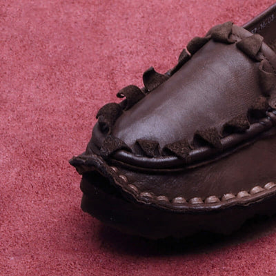 Women Spring Summer Retro Leather Weaving Shoes